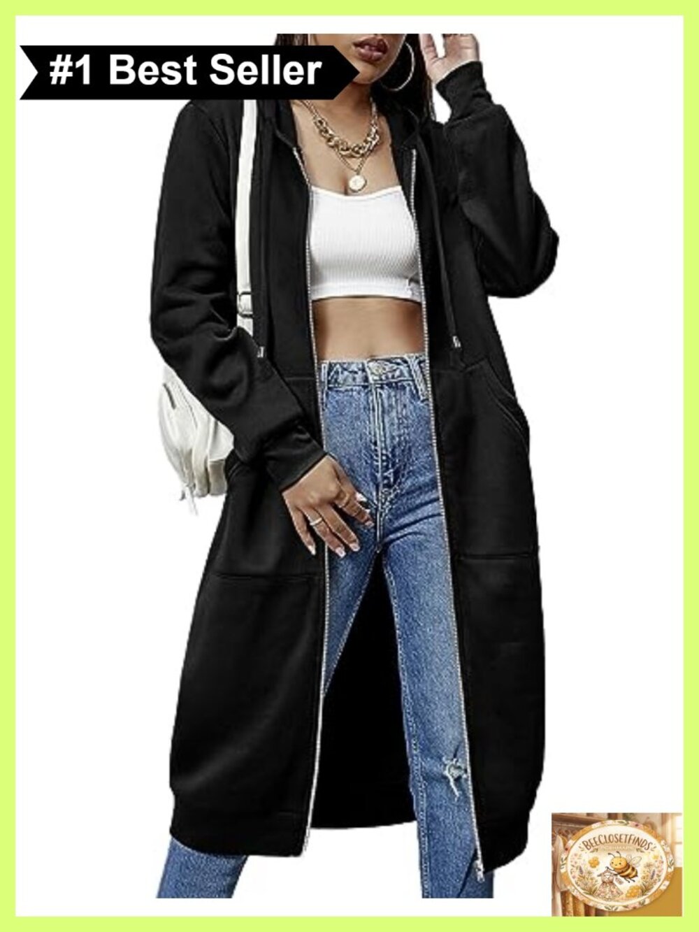 Women Fleece Zip Up Hoodie Tunic Sweatshirt Knee Length Long Jacket
